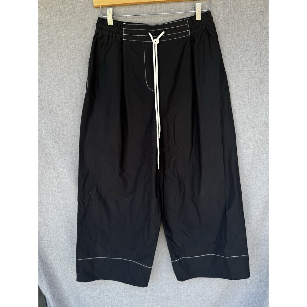 Lee Mathews Pants Size 3 Black Wide Leg Cropped High Rise Baggy Japan